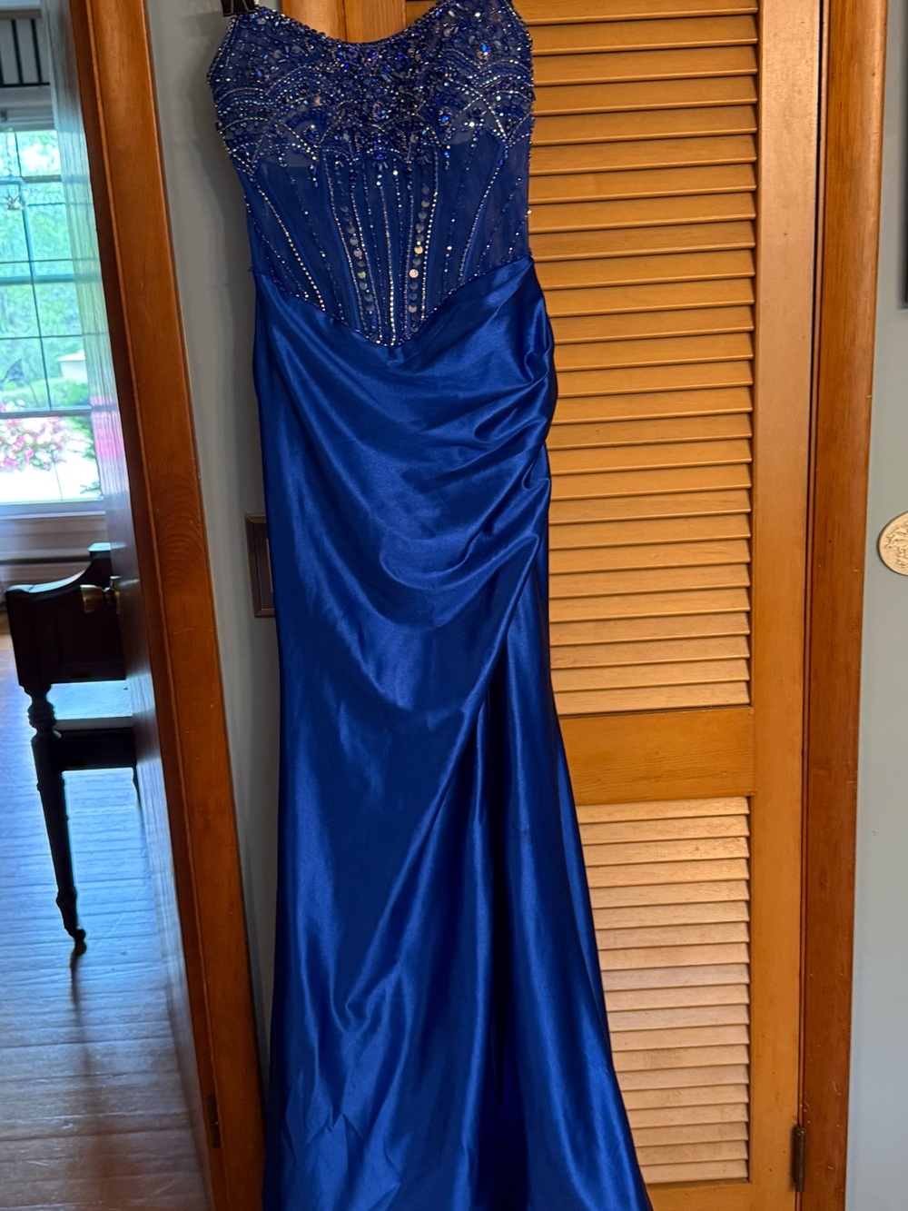 ellie wilde Royal Blue Beaded Evening Dress